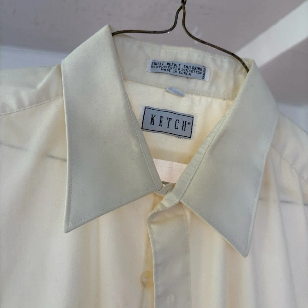 Ketch Dress Shirt Mens 17 34/35 Yellow Long Sleeve Button Down Professional